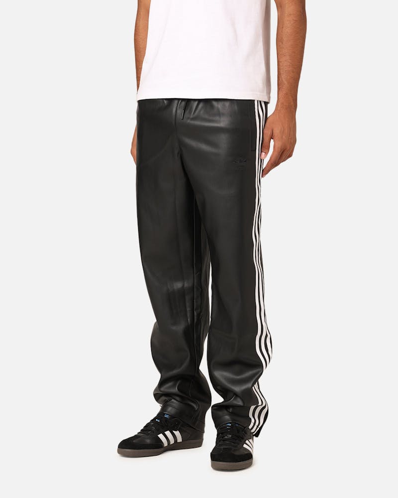 Adidas Faux Leather Adicolour 3-Stripes Firebird Track Suit Pants Black - 0