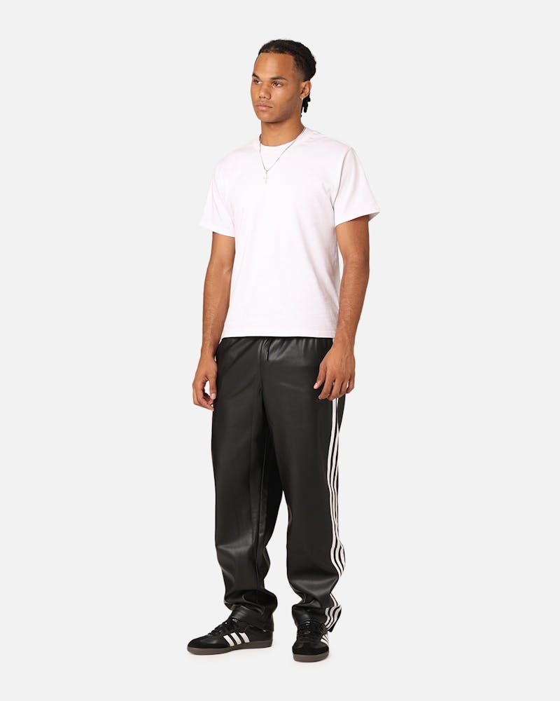 Adidas Faux Leather Adicolour 3-Stripes Firebird Track Suit Pants Black - 1