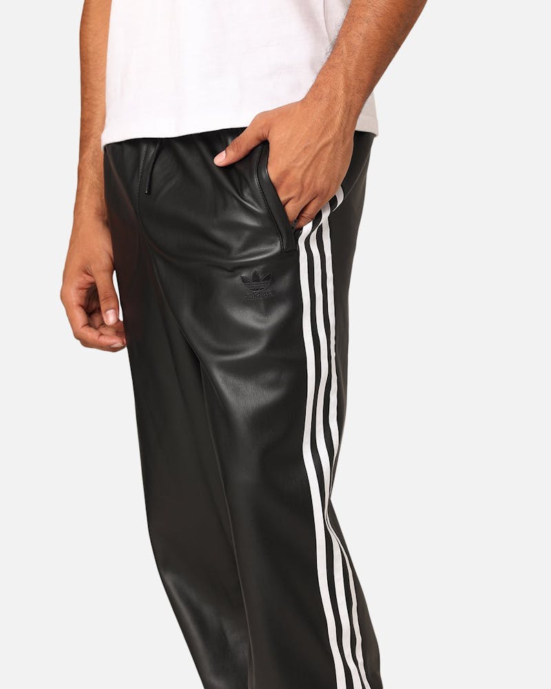 Adidas Faux Leather Adicolour 3-Stripes Firebird Track Suit Pants Black - 3