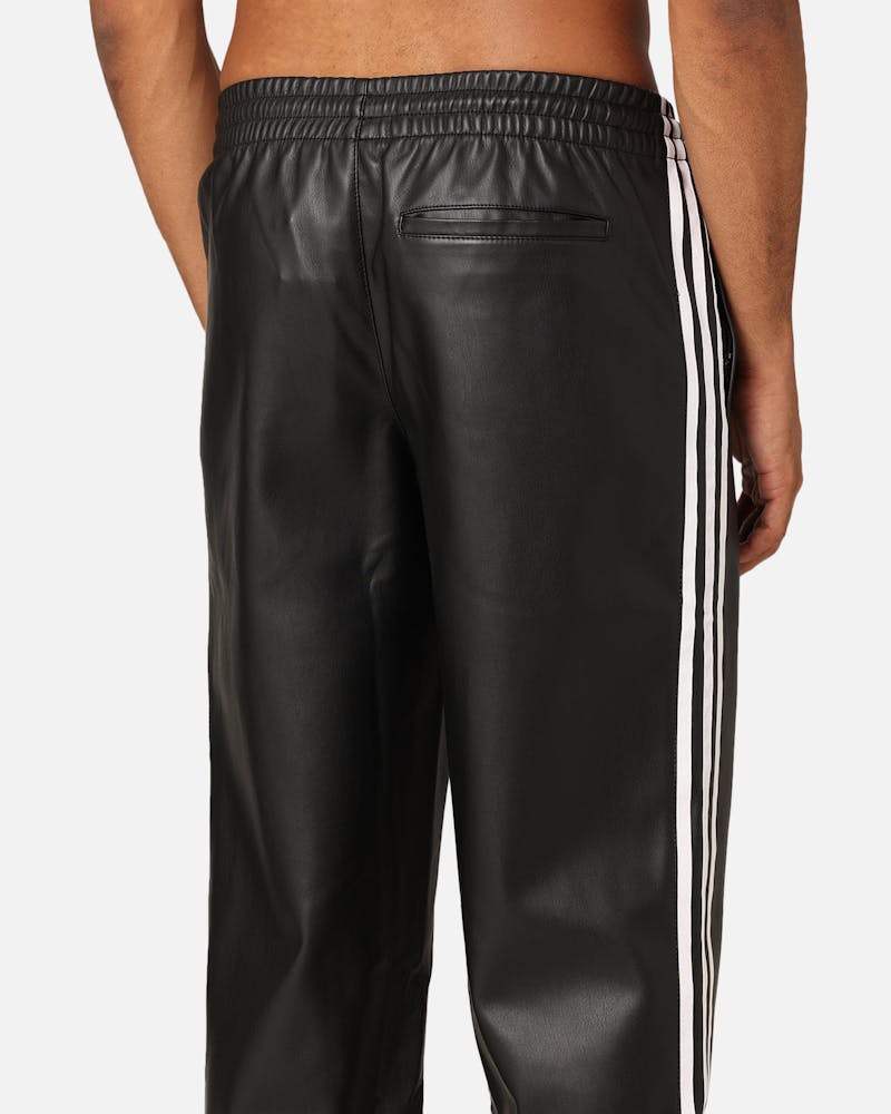 Adidas Faux Leather Adicolour 3-Stripes Firebird Track Suit Pants Black - 7
