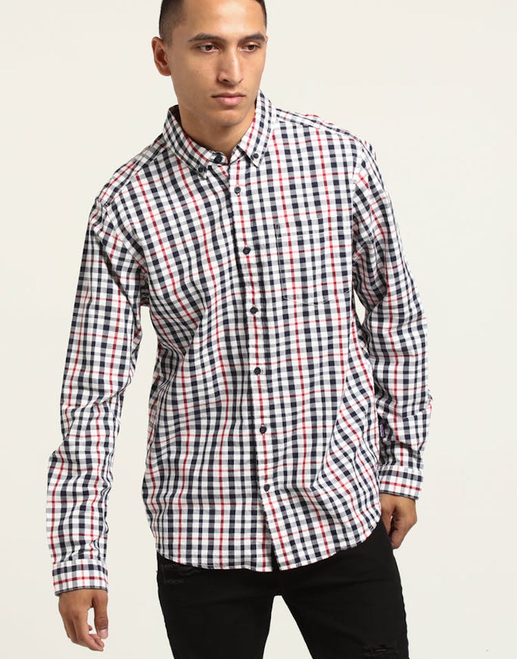 Patagonia Bluffside Button up White/red/navy