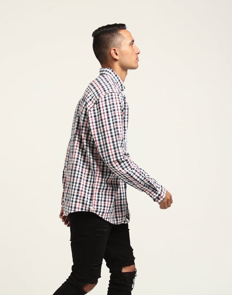 Patagonia Bluffside Button up White/red/navy