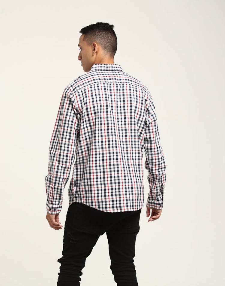 Patagonia Bluffside Button up White/red/navy