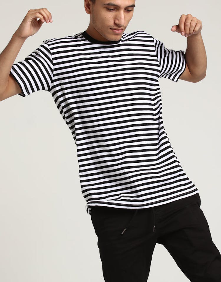 AS Colour Staple Stripe Tee Black/White