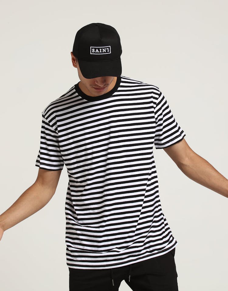 AS Colour Staple Stripe Tee Black/White