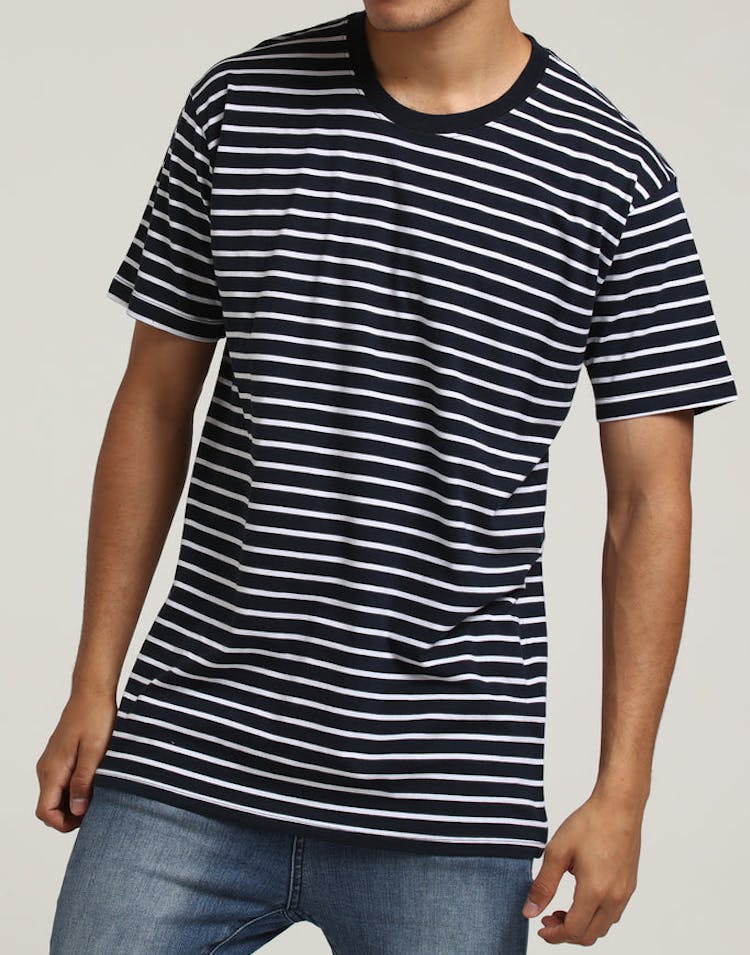 AS Colour Staple Stripe Tee Navy/White