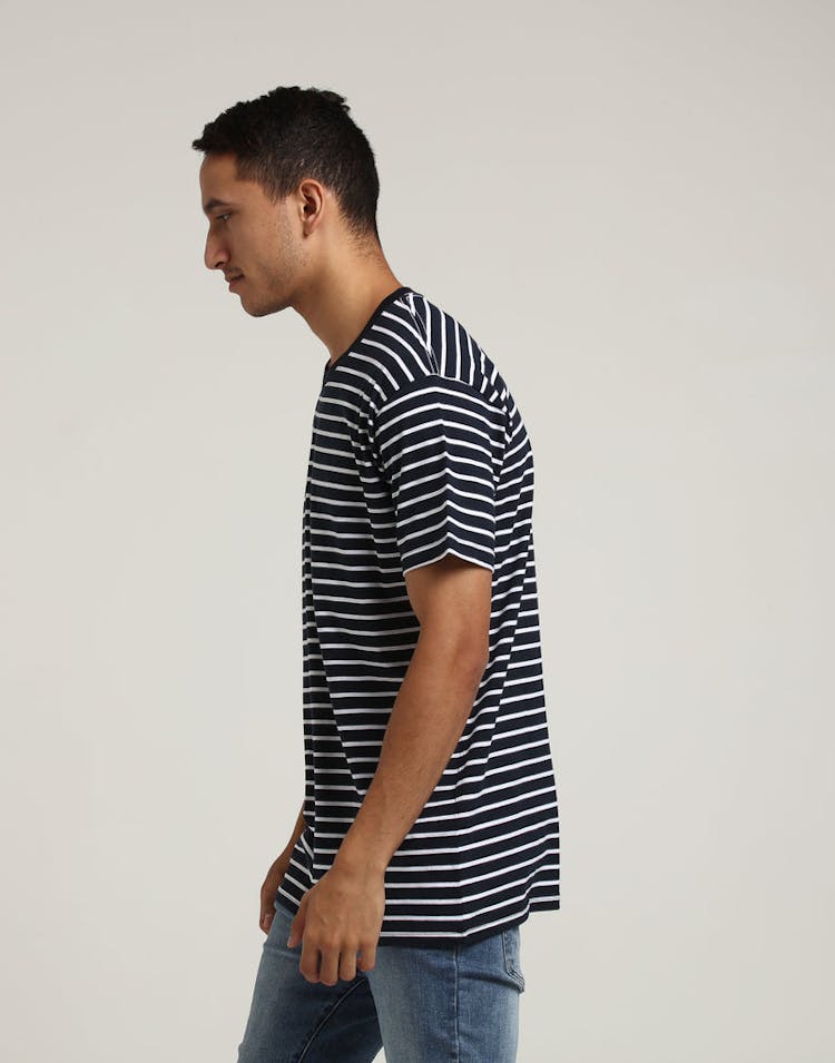 AS Colour Staple Stripe Tee Navy/White