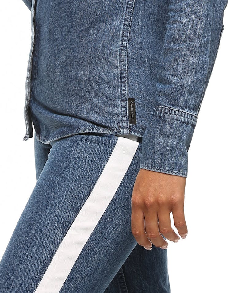 Calvin Klein Women's Western Lean Contrast Shirt Dark Blue/White