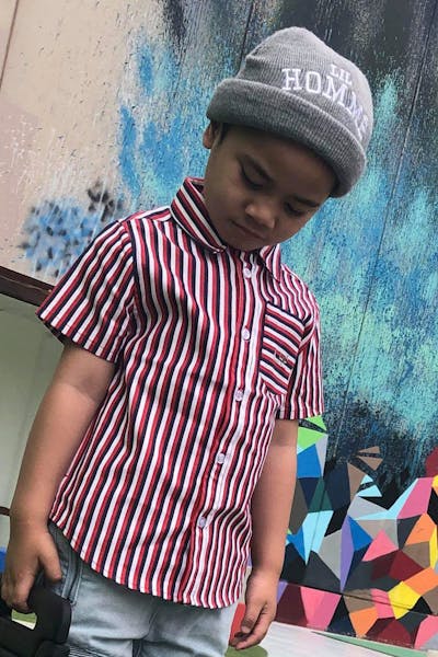Lil Homme Pinnacle SS Button Up Shirt Blue/White/Red