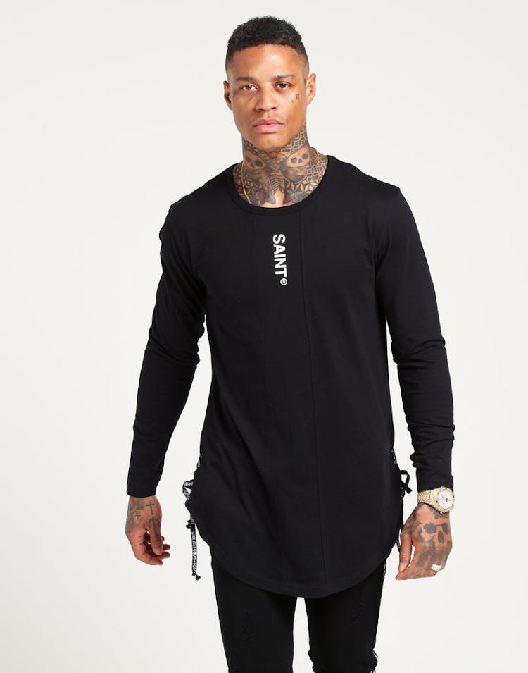 Saint Morta Transfer LS Rope Panel Tee Black