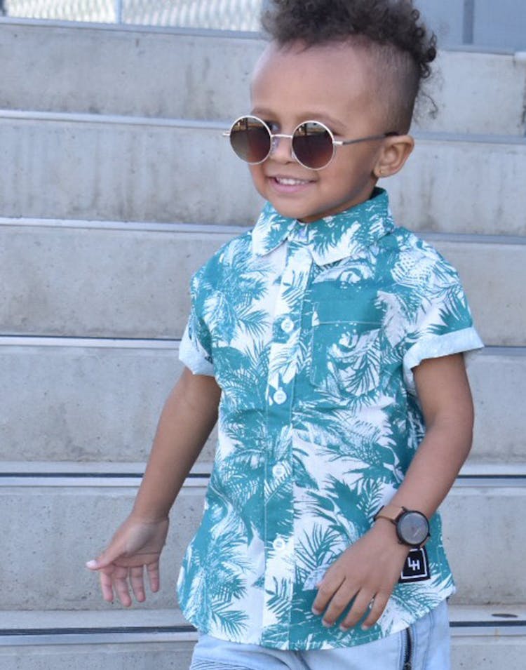 Lil Hommé Botanic Button-Up Shirt White/Blue
