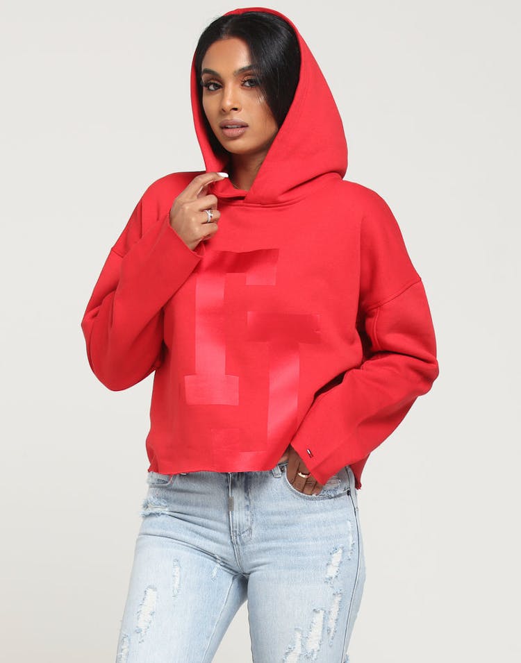 Tommy Jeans Women's TJ Raw Hem Dem Detail Hoodie Red