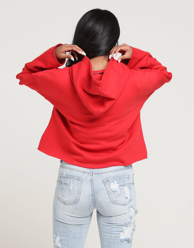 Tommy Jeans Women's TJ Raw Hem Dem Detail Hoodie Red
