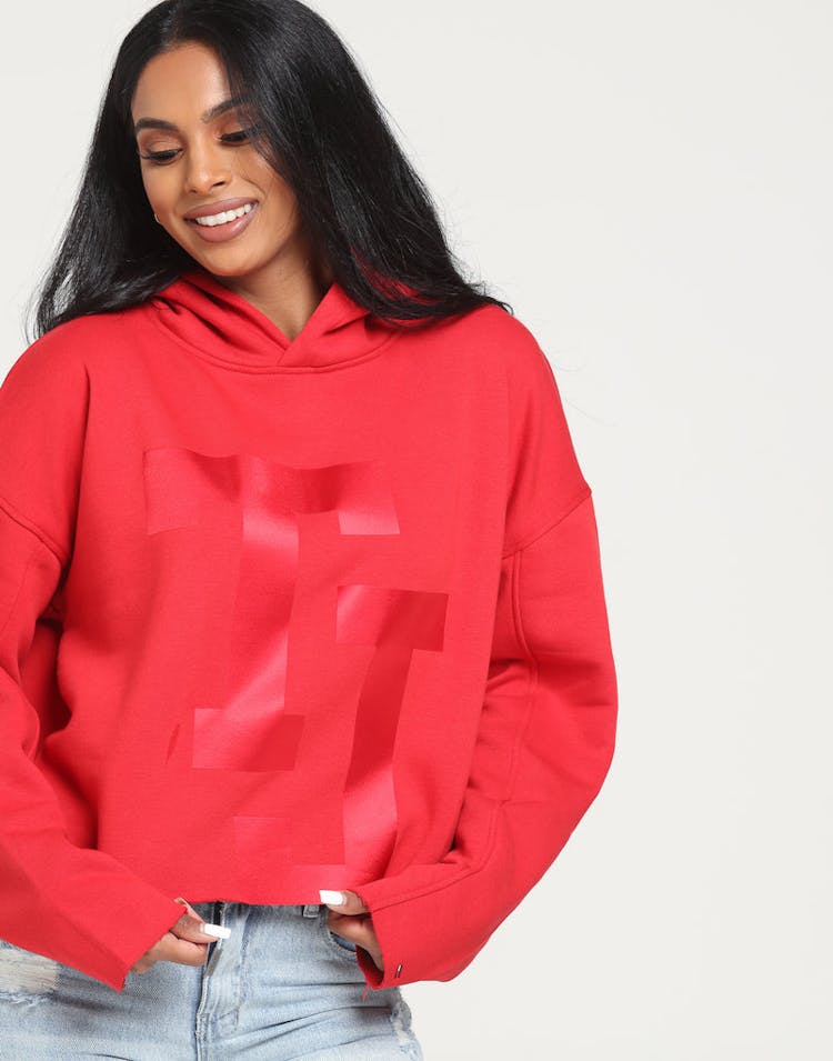 Tommy Jeans Women's TJ Raw Hem Dem Detail Hoodie Red