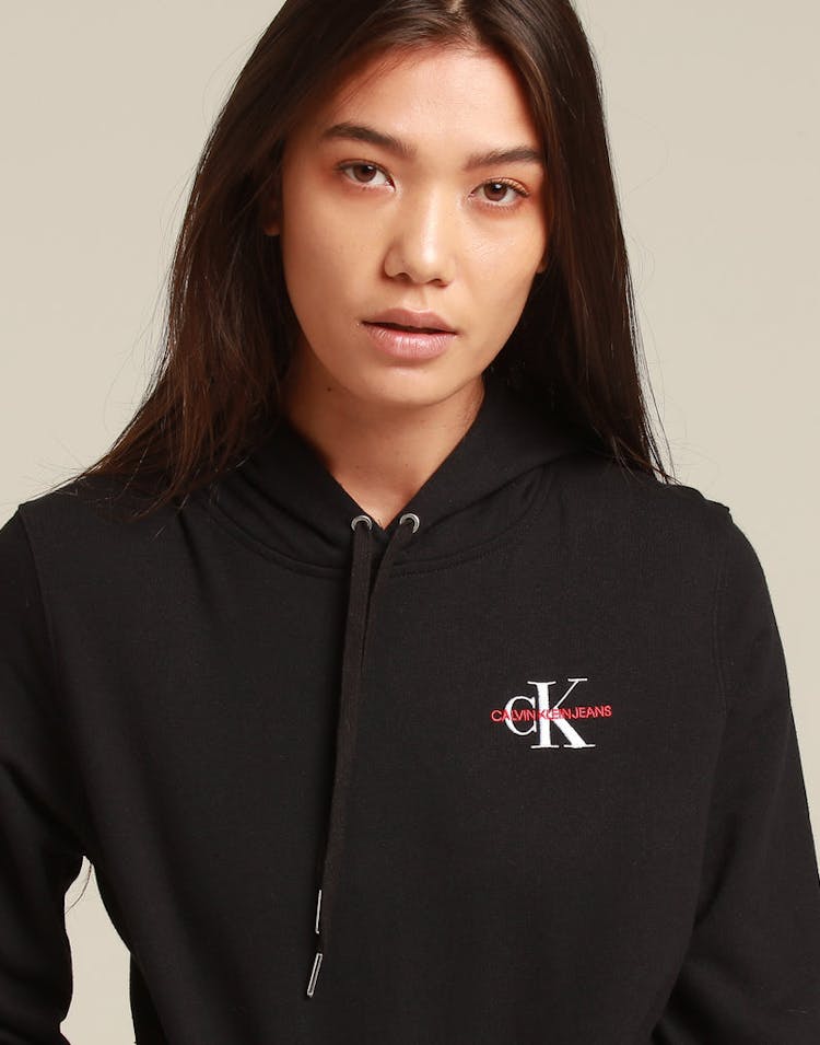 Calvin Klein Women's Monogram Embroidery Hoodie Black