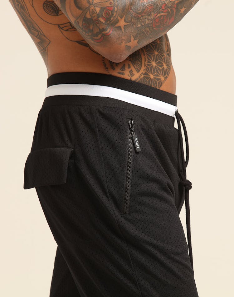 Saint Morta MESH BASKETBALL TRACKPANT Black/White