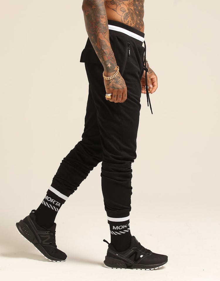 Saint Morta MESH BASKETBALL TRACKPANT Black/White
