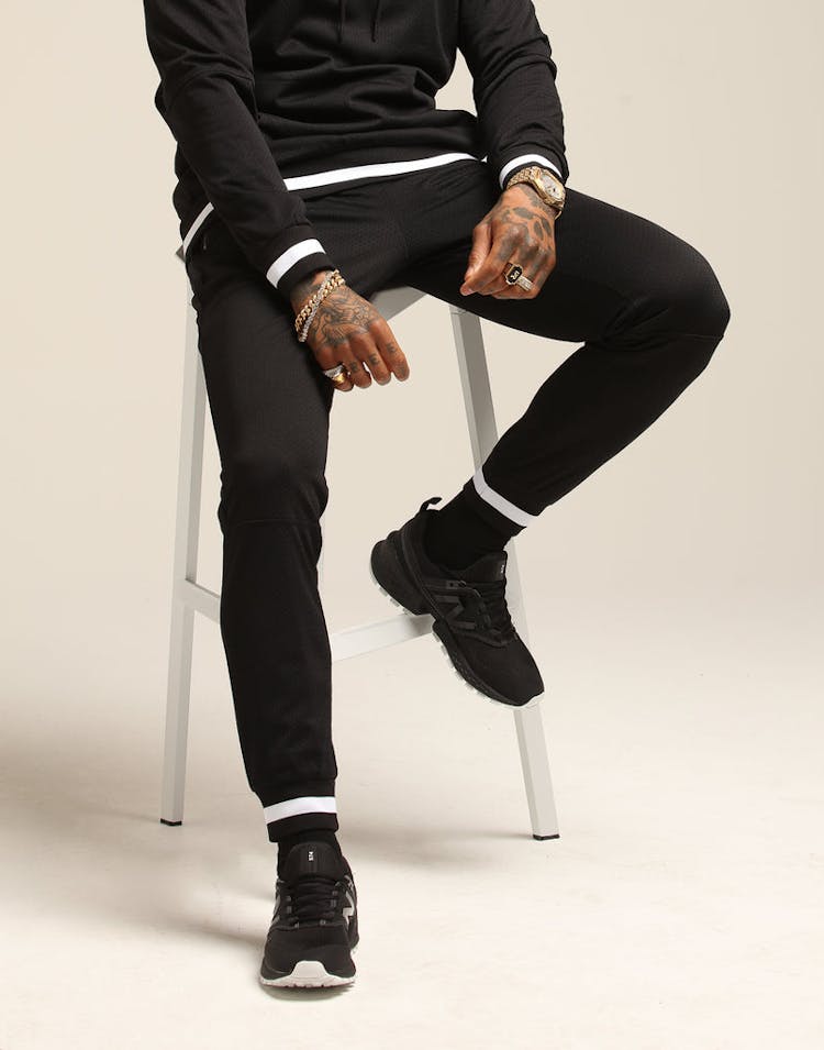 Saint Morta MESH BASKETBALL TRACKPANT Black/White