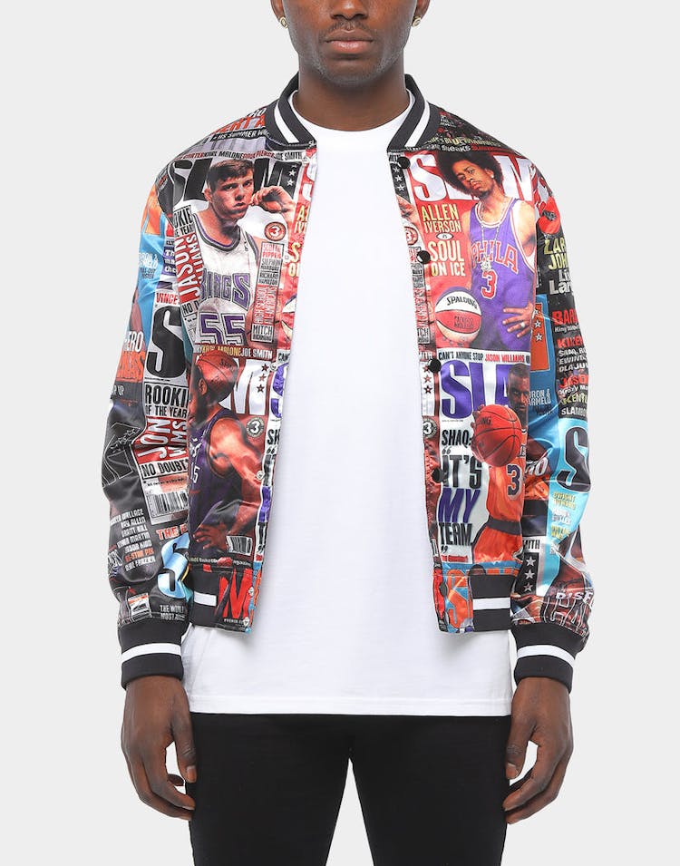 Mitchell & Ness Slam Light Satin Jacket Black/Multi-Coloured