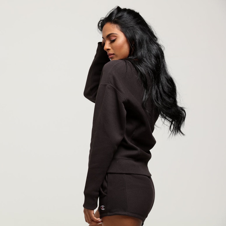 Champion Women's Reverse Weave Chenille Script Crew Black