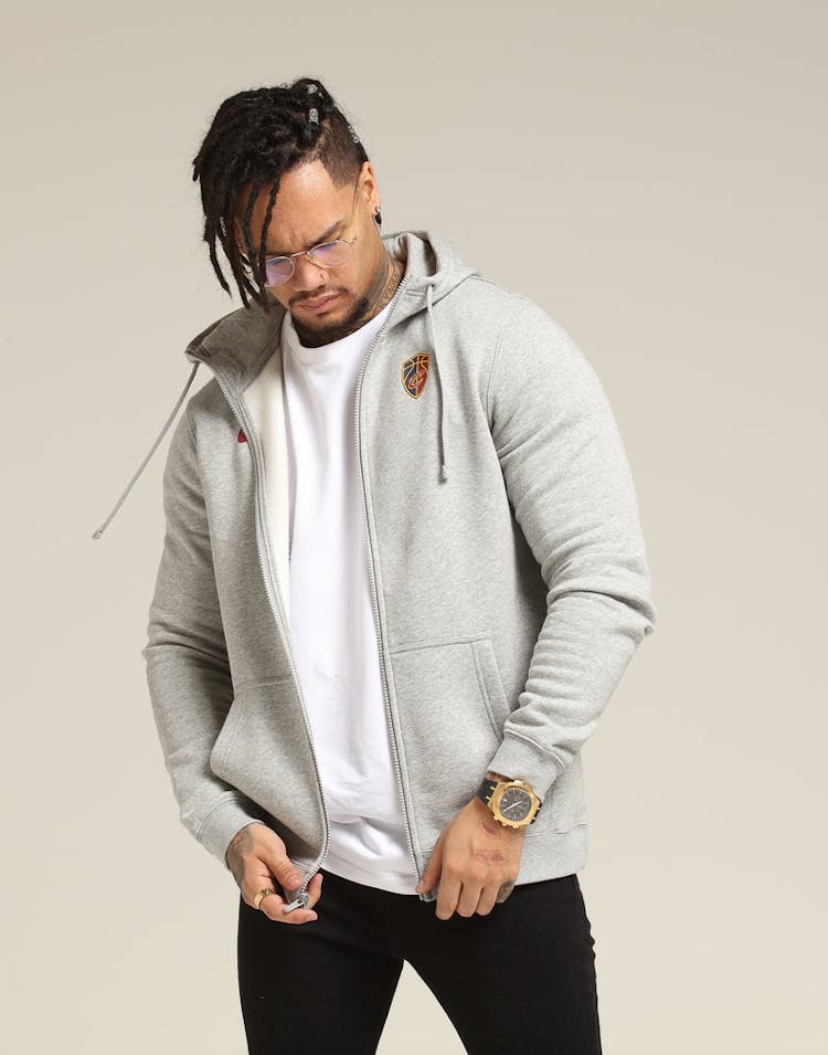 Nike Cleveland Cavaliers Hoodie FZ Essential Spring Hood Heather Grey/Red