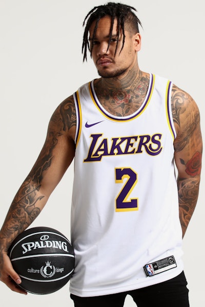 Nike Los Angeles Lakers Lonzo Ball #2 NBA Swingman Jersey Home White/Yellow/Purple