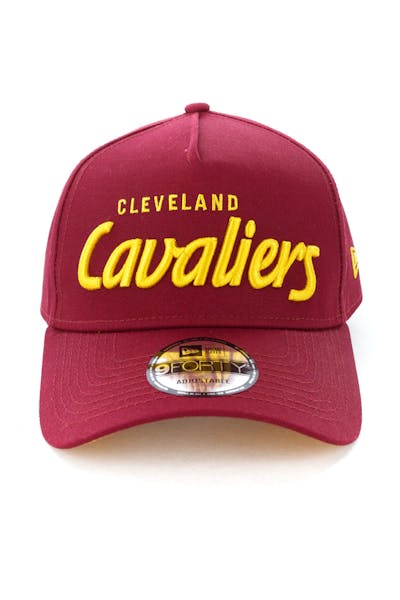 New Era Cleveland Cavaliers Script 9FORTY A-Frame Snapback Burgundy/Gold