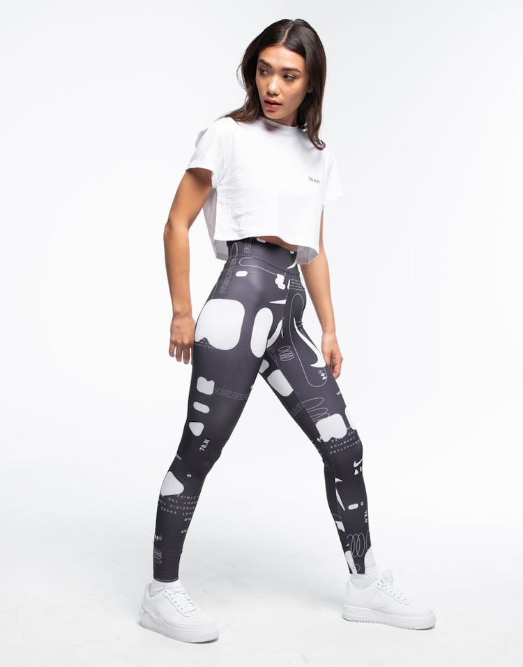 NIKE WOMEN'S AIR PRINTED LEGGINGS BLACK/WHITE