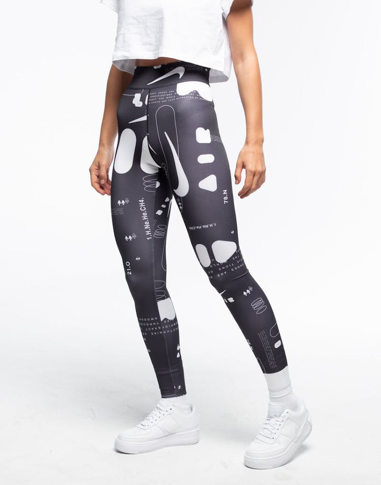 NIKE WOMEN'S AIR PRINTED LEGGINGS BLACK/WHITE