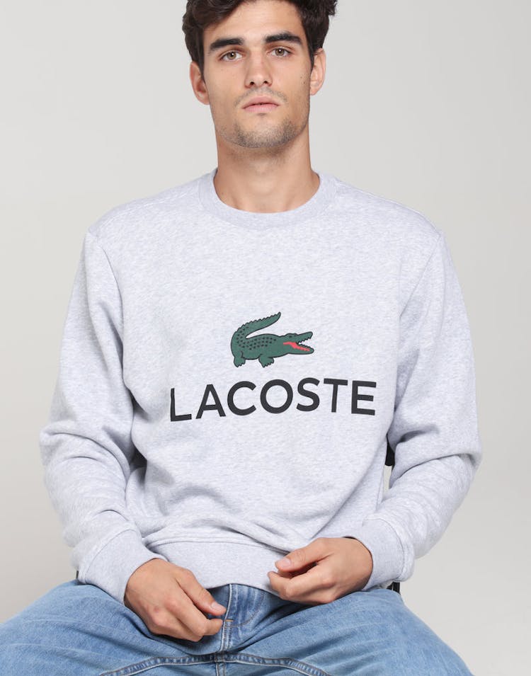 Lacoste Crew Neck Logo Sweat Silver