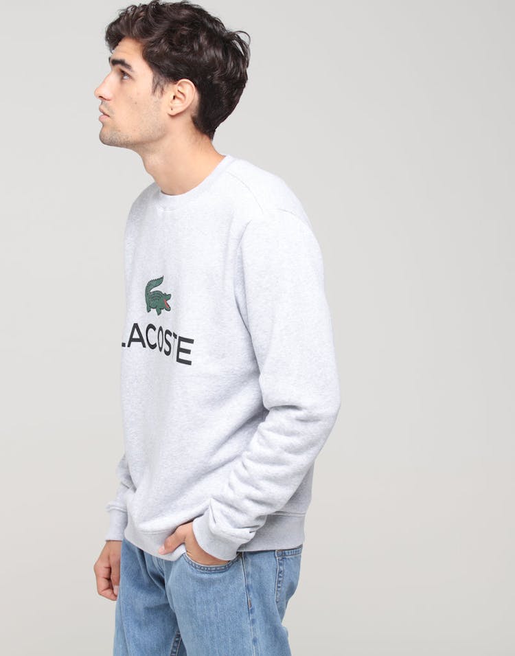 Lacoste Crew Neck Logo Sweat Silver