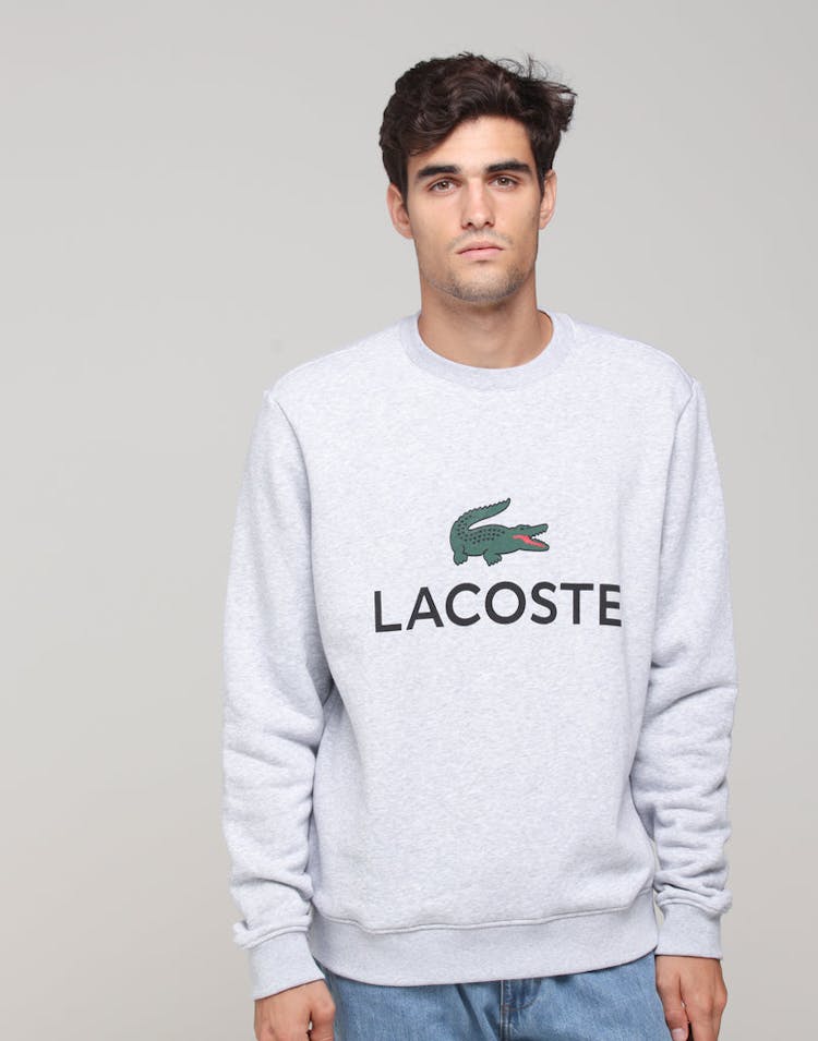 Lacoste Crew Neck Logo Sweat Silver