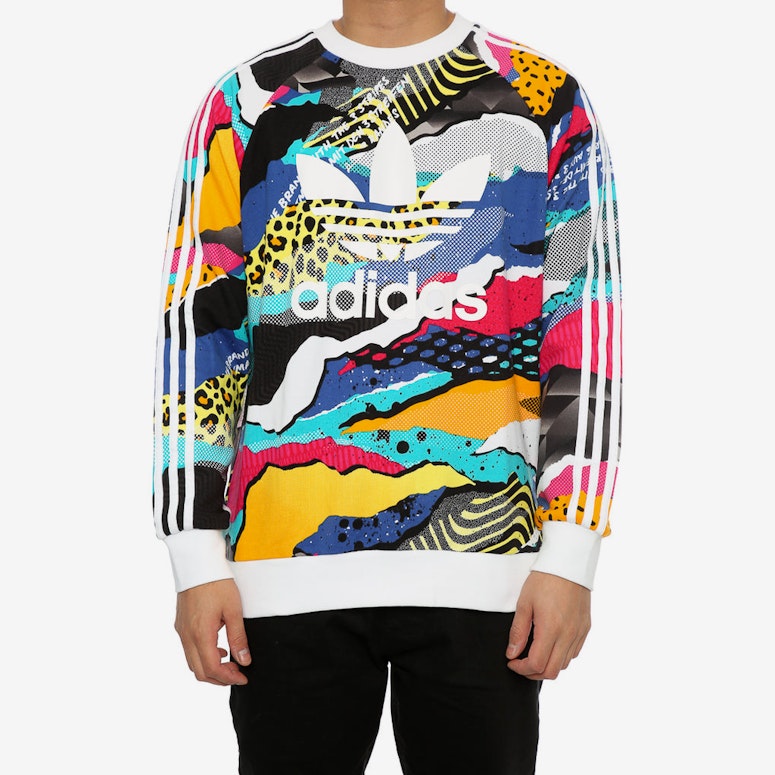 Adidas Originals Trefoil Allover Print Crew Sweatshirt Multi-coloured
