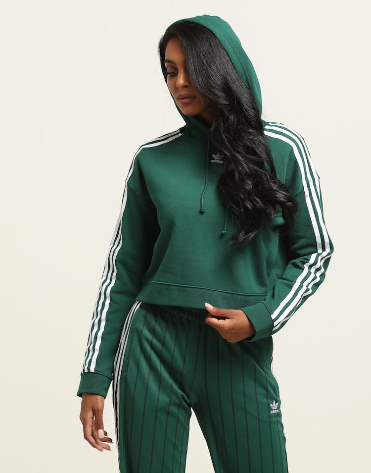 Adidas Women's Cropped Hoodie Dark Green