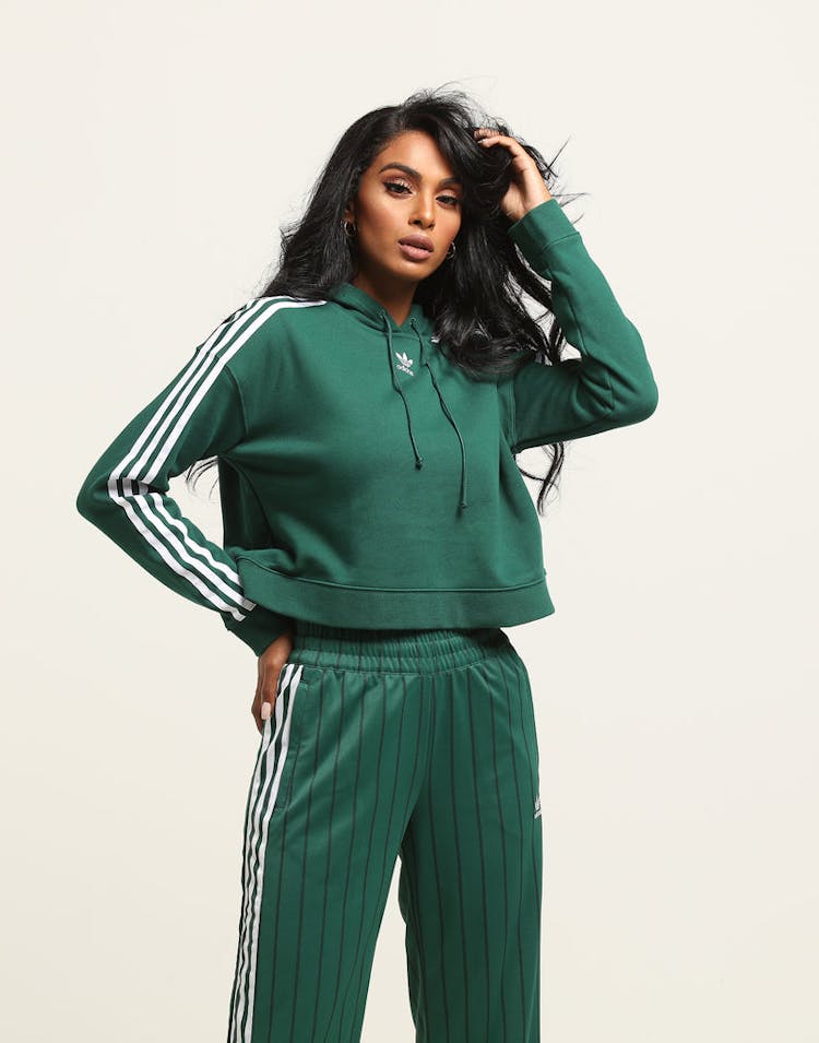 Adidas Women's Cropped Hoodie Dark Green