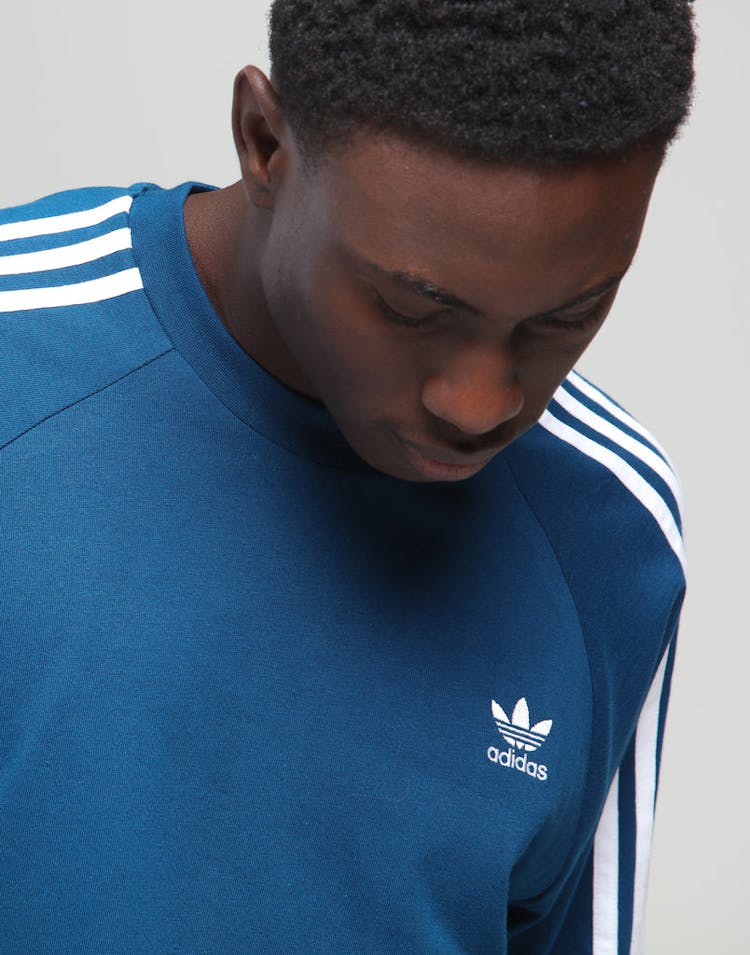 Adidas 3-Stripe LS Tee Marine Blue