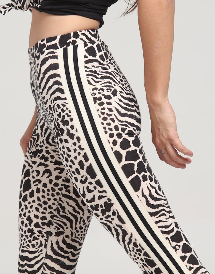 ADIDAS WOMEN'S AOP TIGHTS ECRU/BLACK LEOPARD