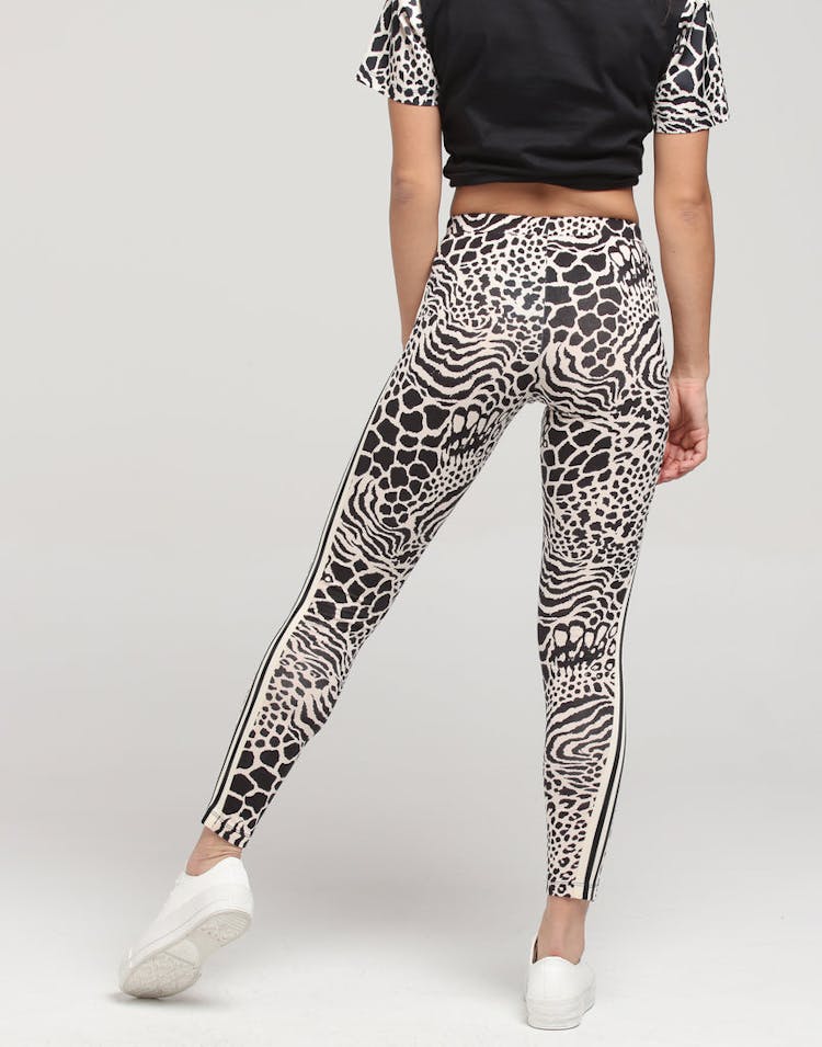 ADIDAS WOMEN'S AOP TIGHTS ECRU/BLACK LEOPARD