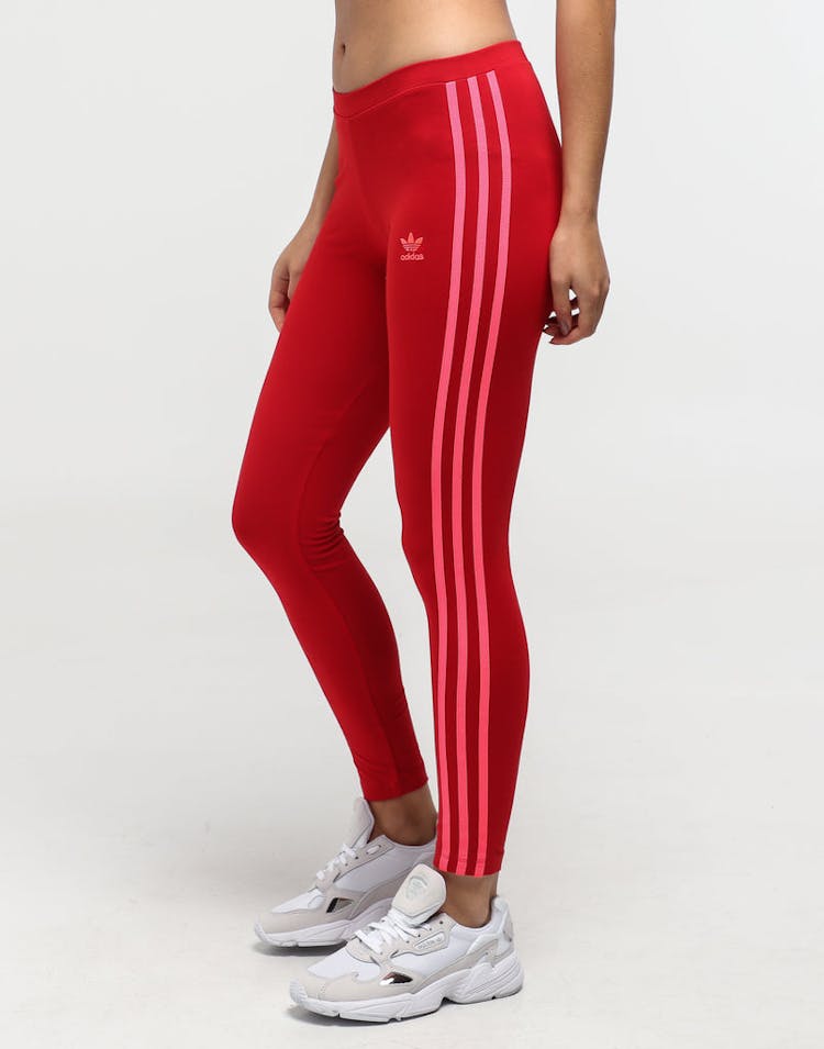 Adidas Women's 3 Stripe Tights Scarlet