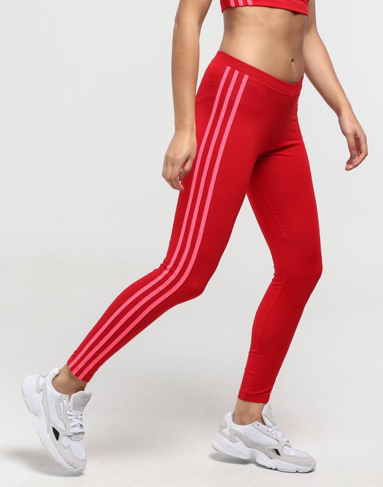 Adidas Women's 3 Stripe Tights Scarlet