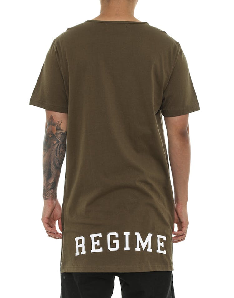 Civil Regime Extended Zip Long Tee Olive