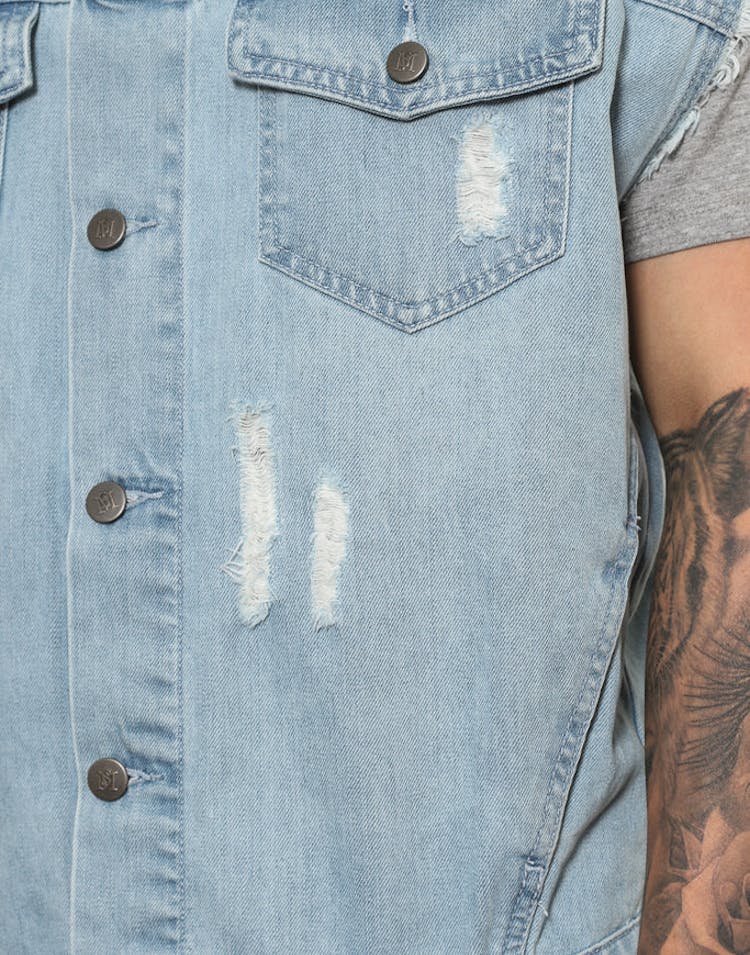 Saint Morta Oversized Denim Vest Light Blue