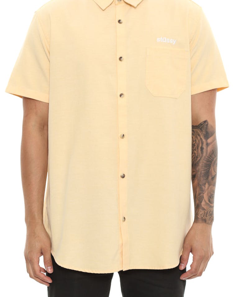 Stussy Italic Oxford Short Sleeve Button up Yellow