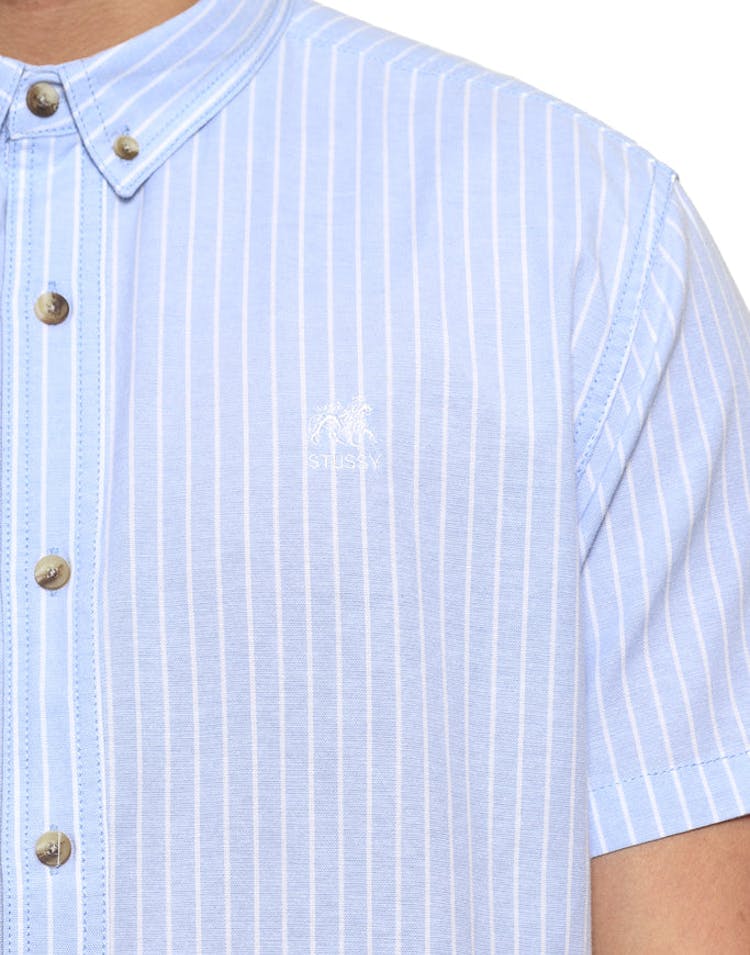 Stussy Lion Stripe Short Sleeve Button up Blue