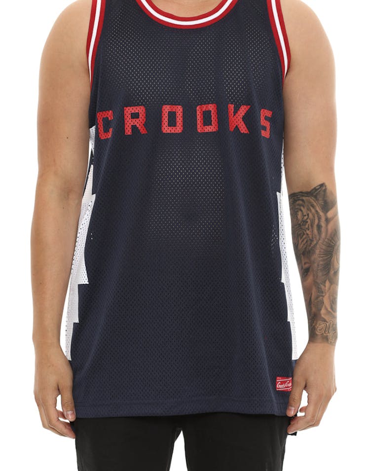 Crooks & Castles Tribal Basketball Jersey Navy