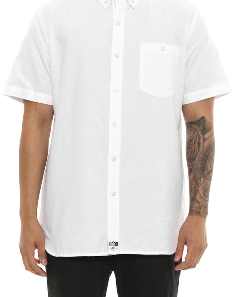 Crooks & Castles Good Fella Short Sleeve Button Up White
