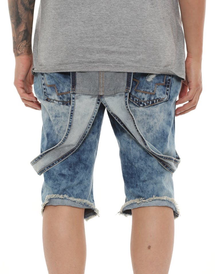 Pink Dolphin Rawedge Cuffed Overall Shorts Indigo