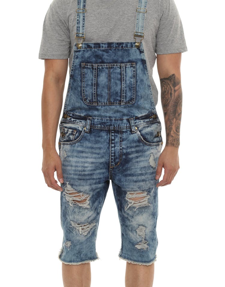 Pink Dolphin Rawedge Cuffed Overall Shorts Indigo