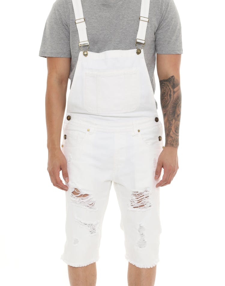 Pink Dolphin Rawedge Cuffed Overall Shorts White
