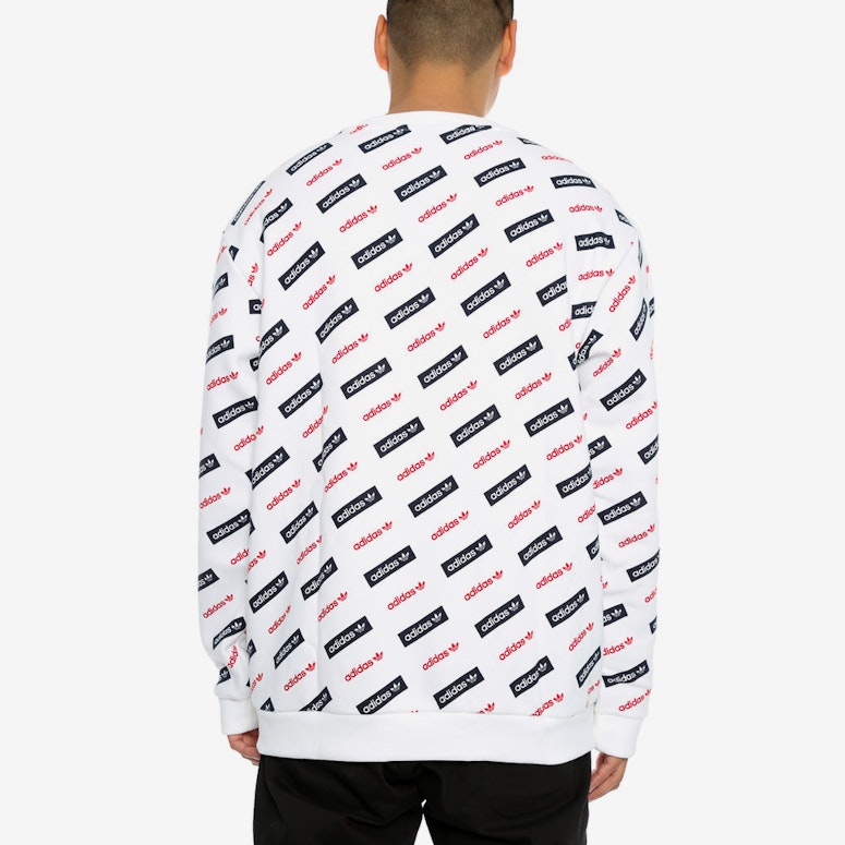 Adidas Originals BLOCK ALLOVER PRINT CREW SWEATSHIRT White